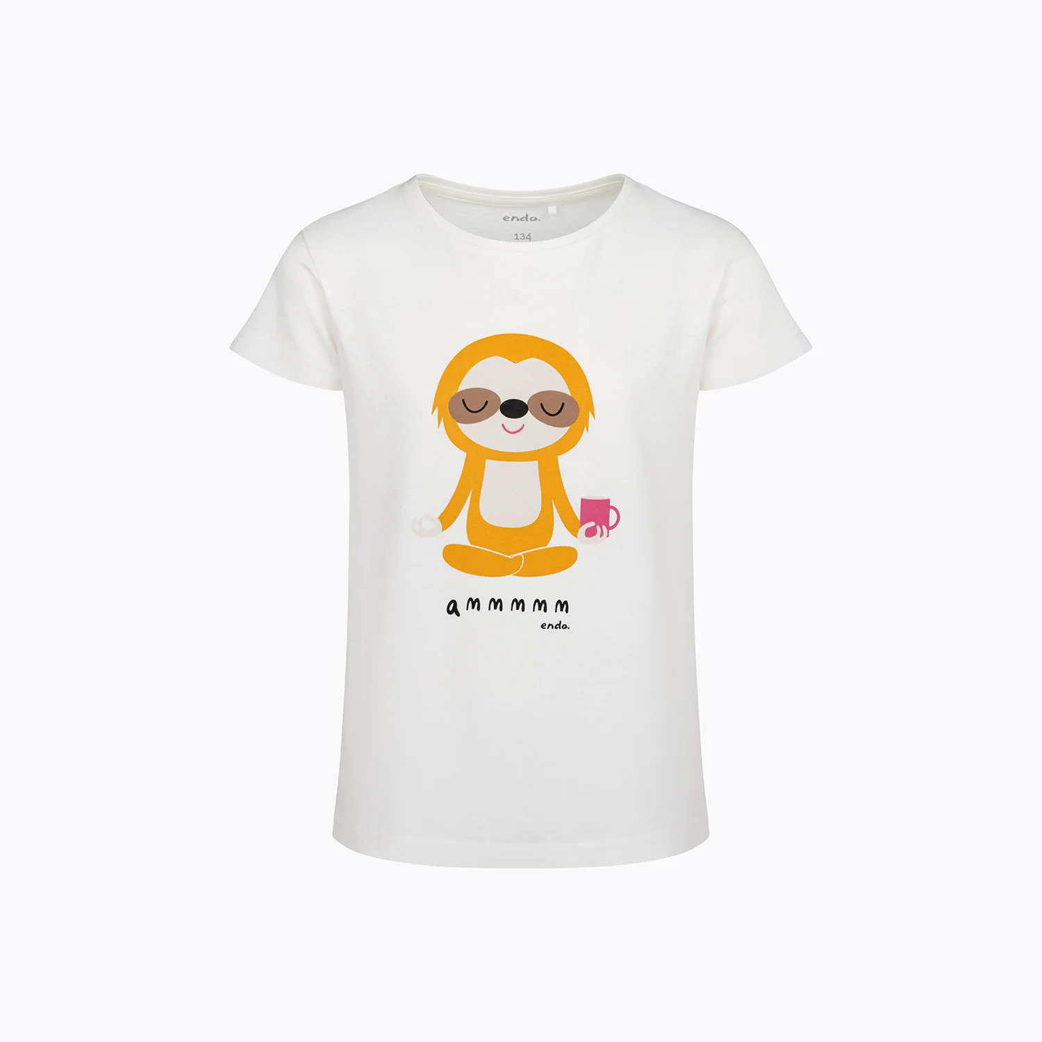 T-shirt z krótkim rękawem dla dziewczynki, z motywem yogi, biała 9-13 lat