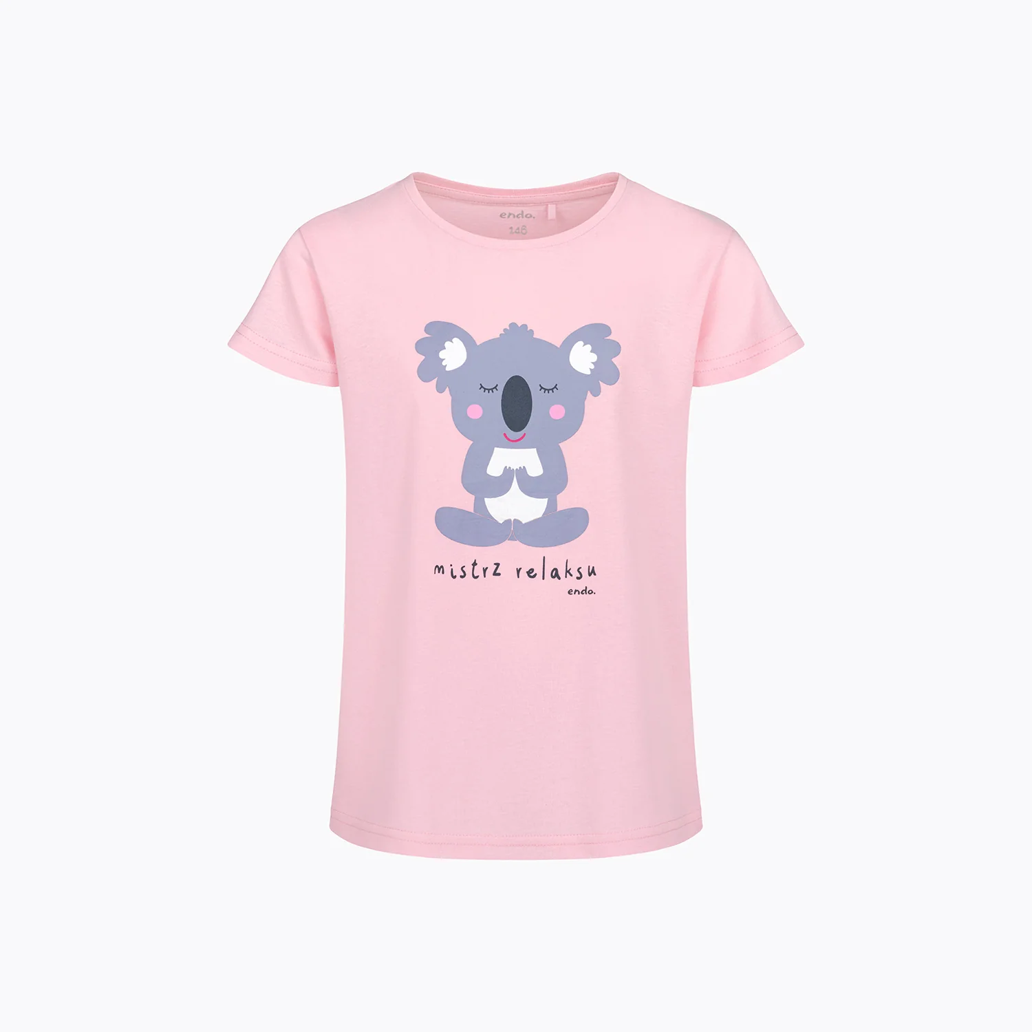 T-shirt z krótkim rękawem dla dziewczynki z motywem yogi, różowa 9-13 lat