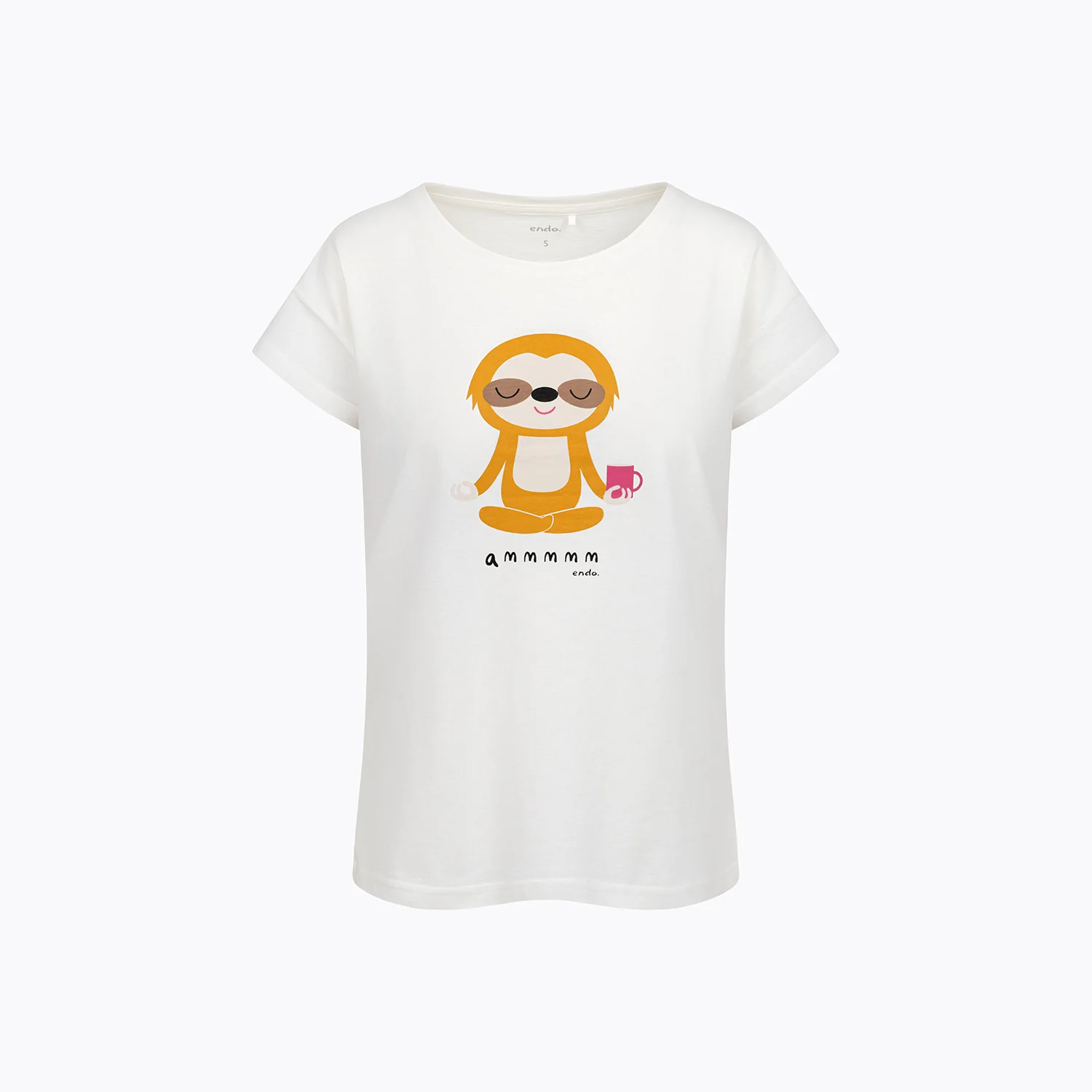 Damski t-shirt z krótkim rękawem, z motywem yogi, biały
