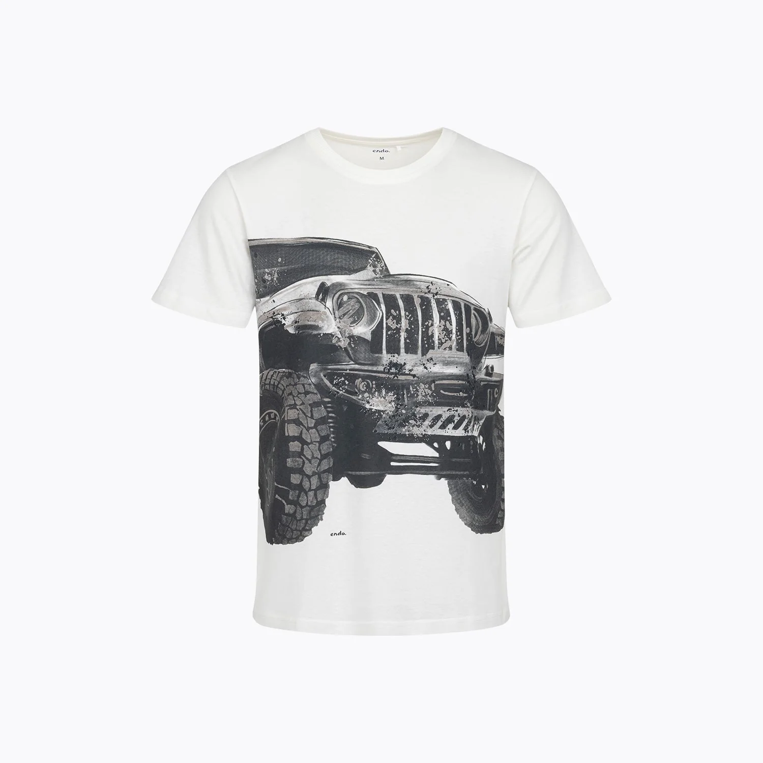 Męski T-shirt z krótkim rękawem biały "terenówka"