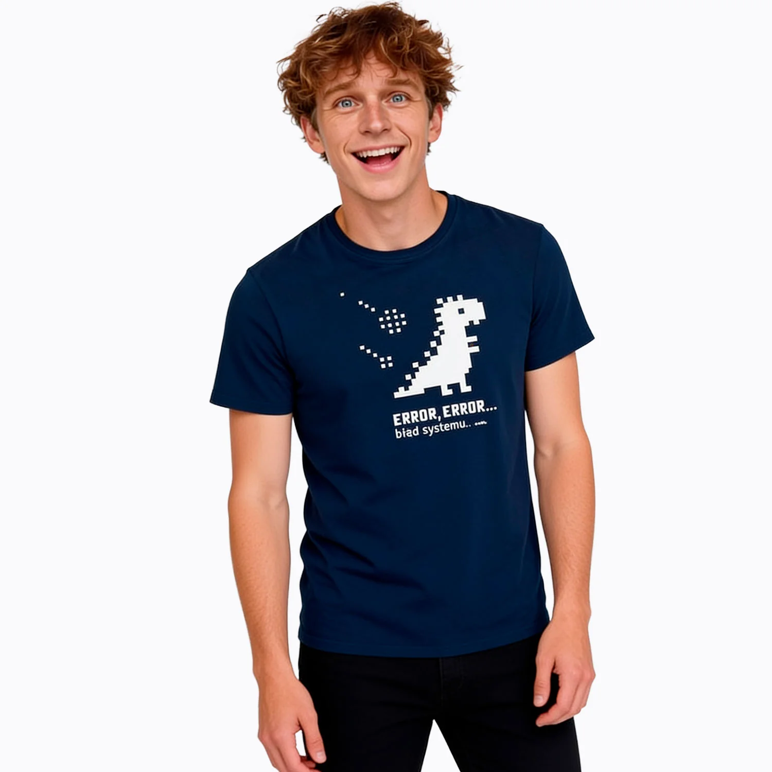 Męski T-shirt z krótkim rękawem granatowy "error" - Image 3