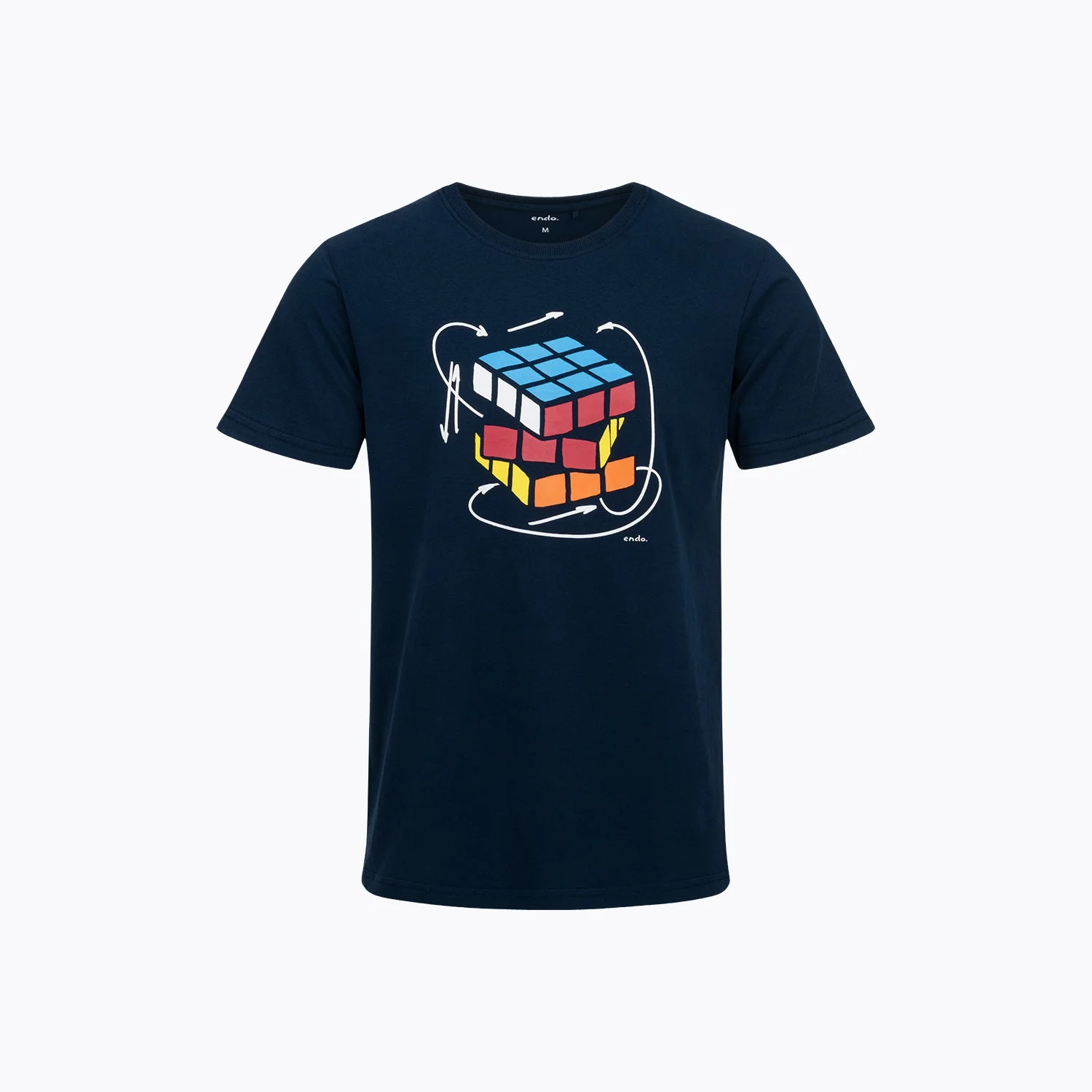 Męski T-shirt z krótkim rękawem granatowy z kostką rubika