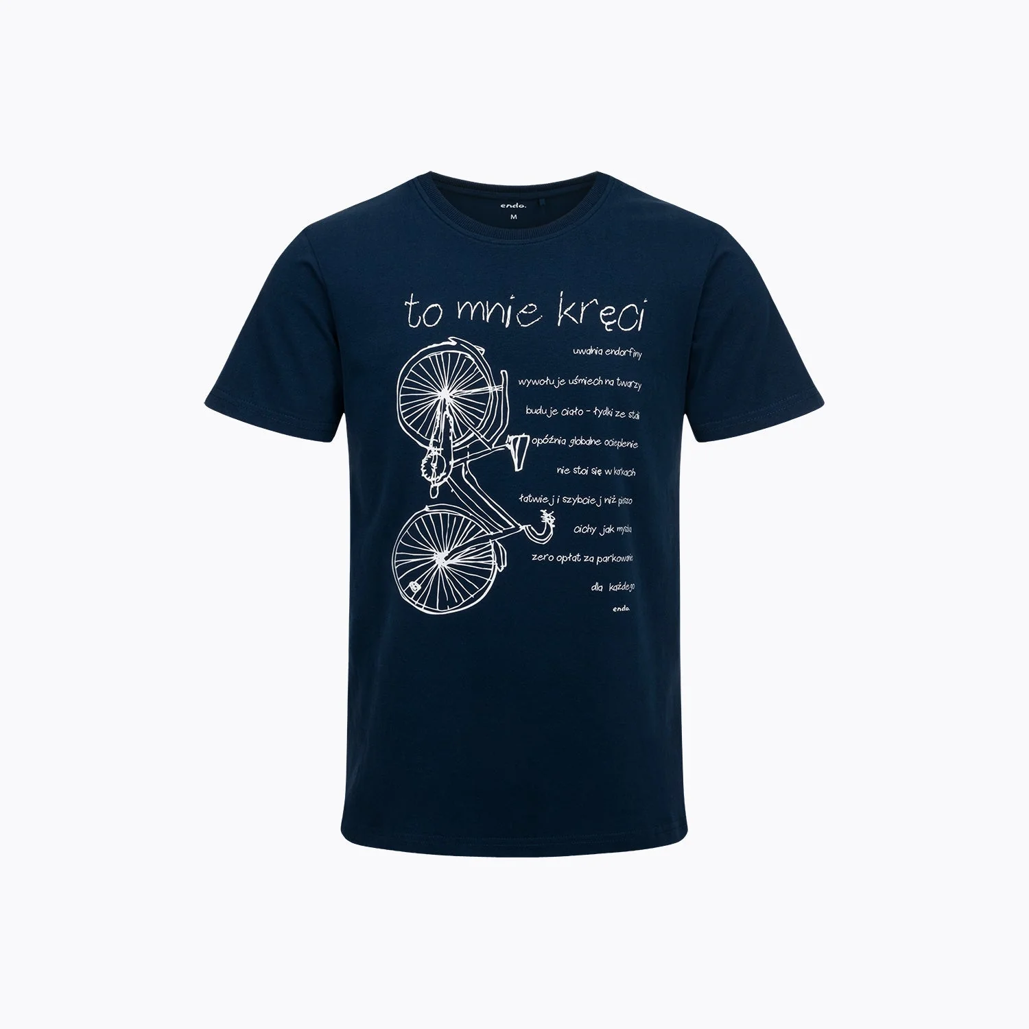 Męski T-shirt z krótkim rękawem granatowy "rower - to mnie kręci"