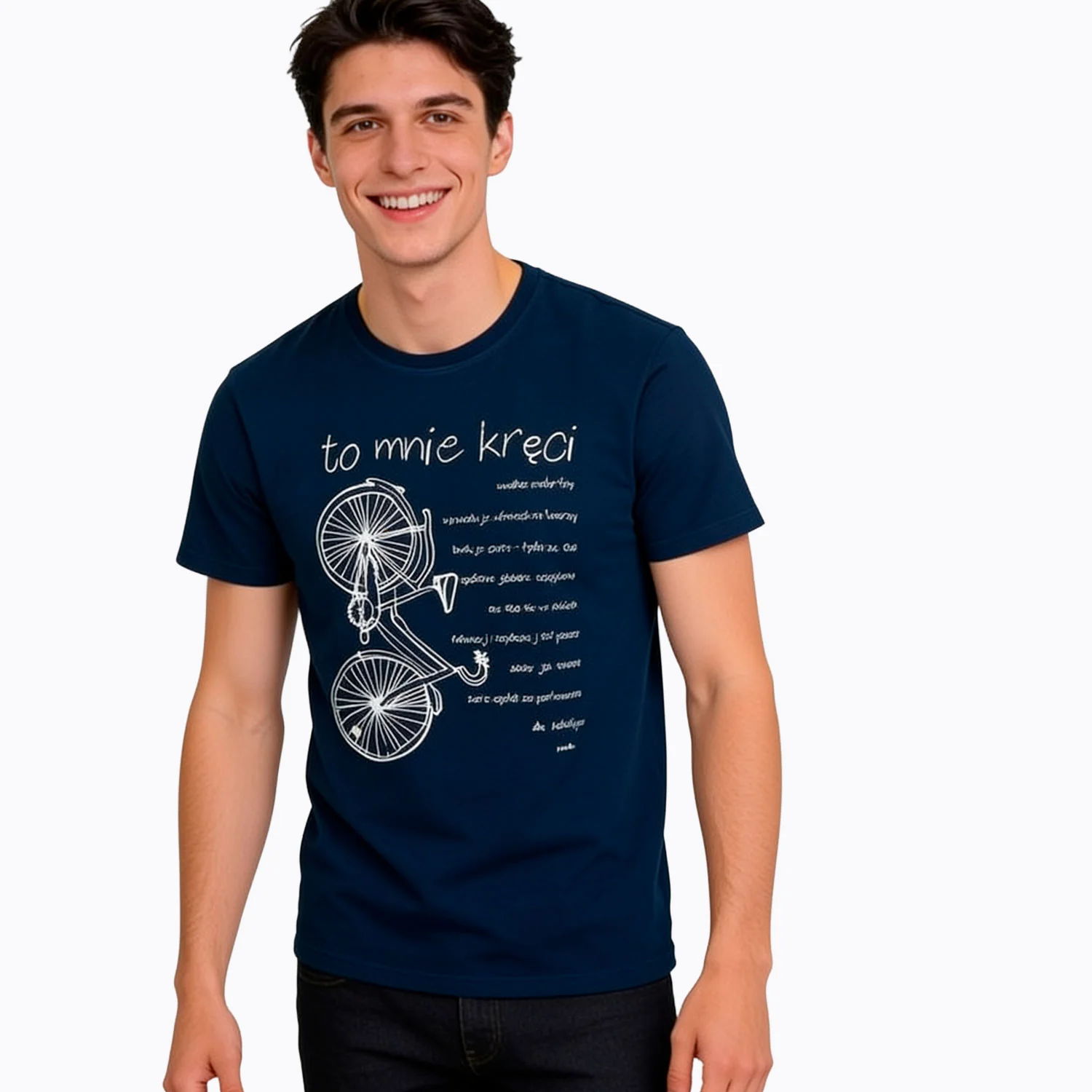 Męski T-shirt z krótkim rękawem granatowy "rower - to mnie kręci" - Image 2