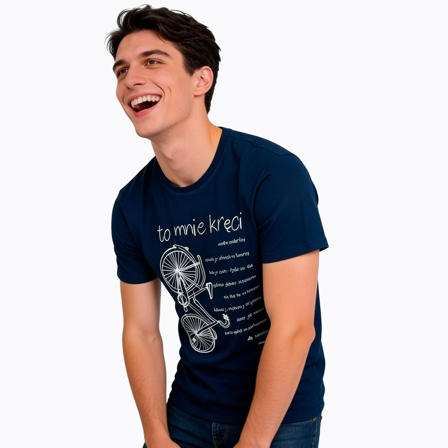 Męski T-shirt z krótkim rękawem granatowy "rower - to mnie kręci" - Image 3