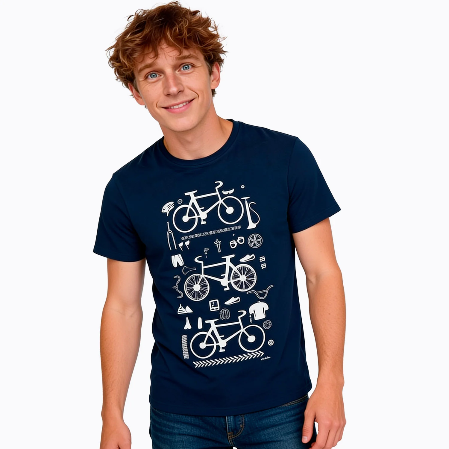 Męski T-shirt z krótkim rękawem granatowy "rowery trzy" - Image 2