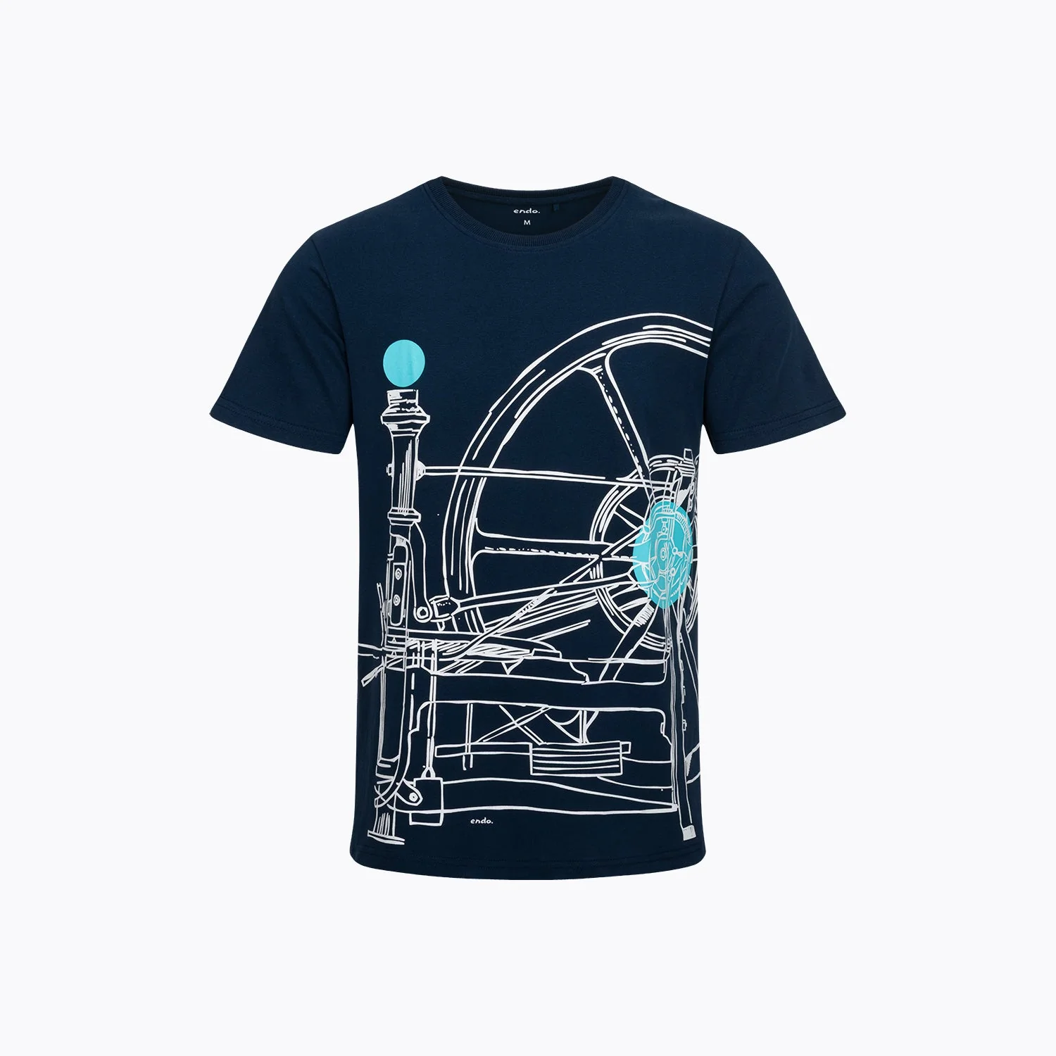 Męski T-shirt z krótkim rękawem granatowy z konstukcją mechaniczną