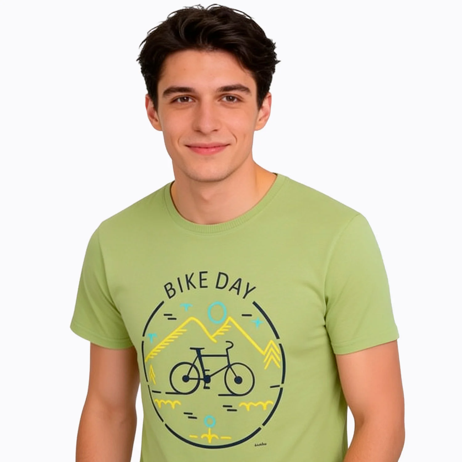 Męski T-shirt z krótkim rękawem seledynowy "bike day" - Image 2