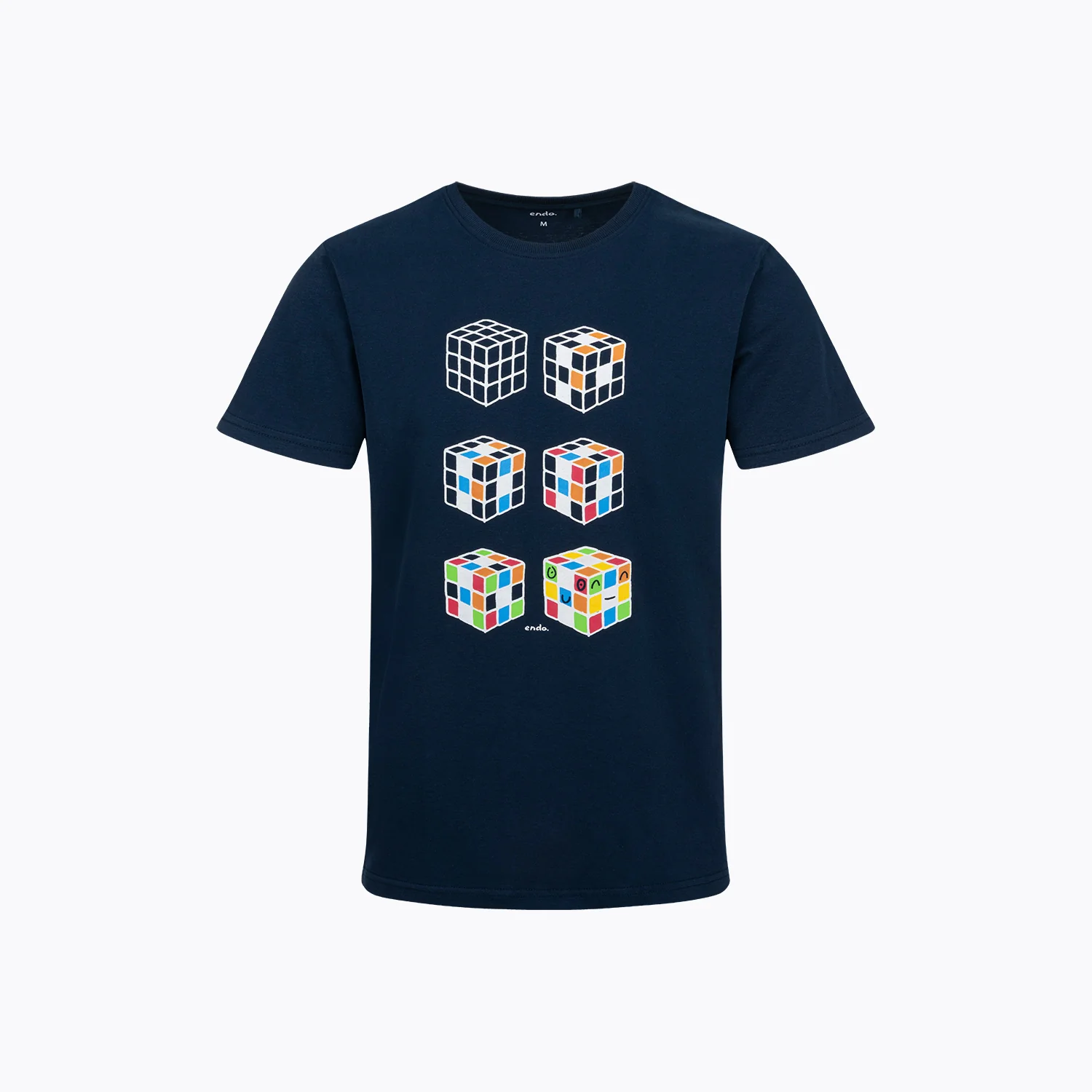 Męski t-shirt z krótkim rękawem, z kostkami Rubika, granatowy