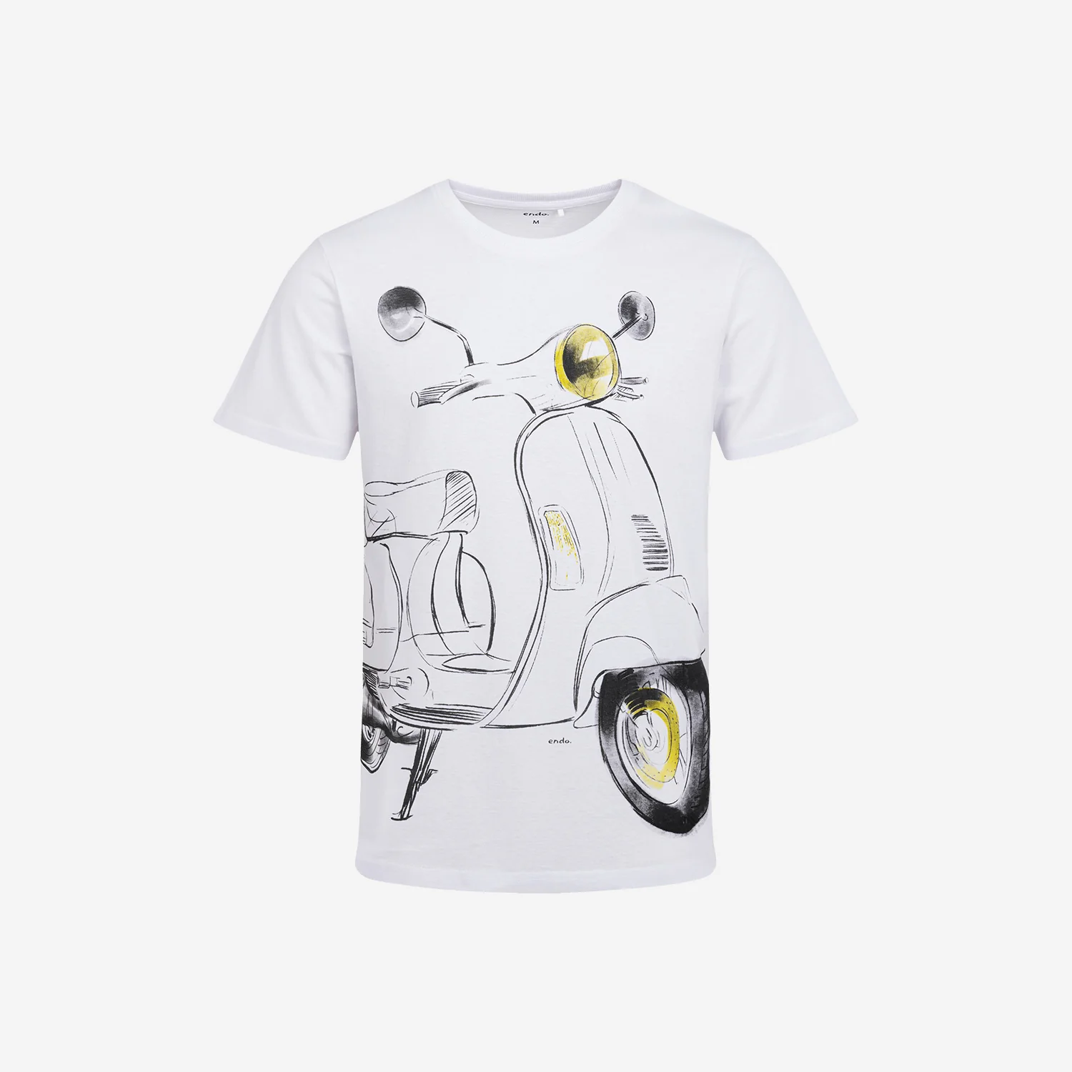 Męski t-shirt z krótkim rękawem, ze skuterem, biały