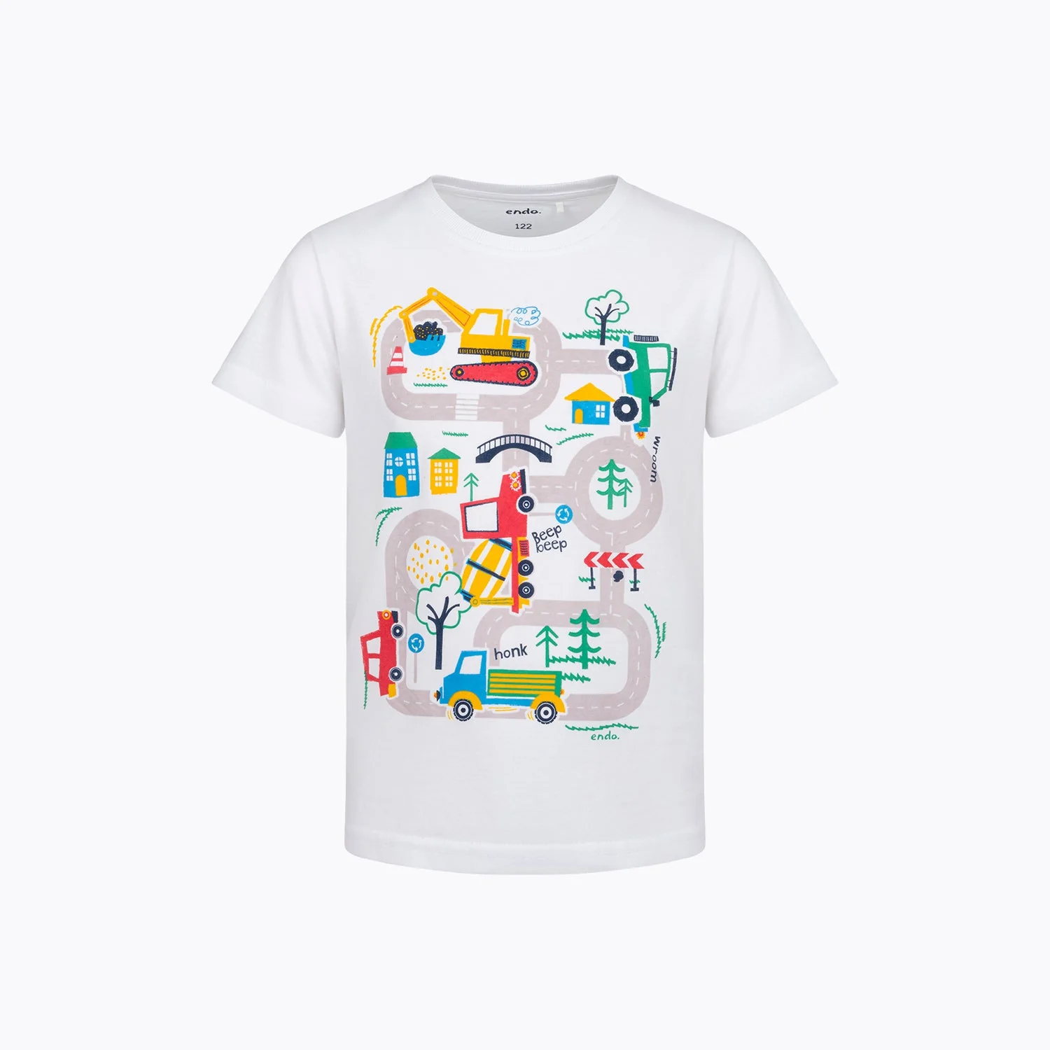 T-shirt dla chłopca 2-7 lat, biały "pojazdy"