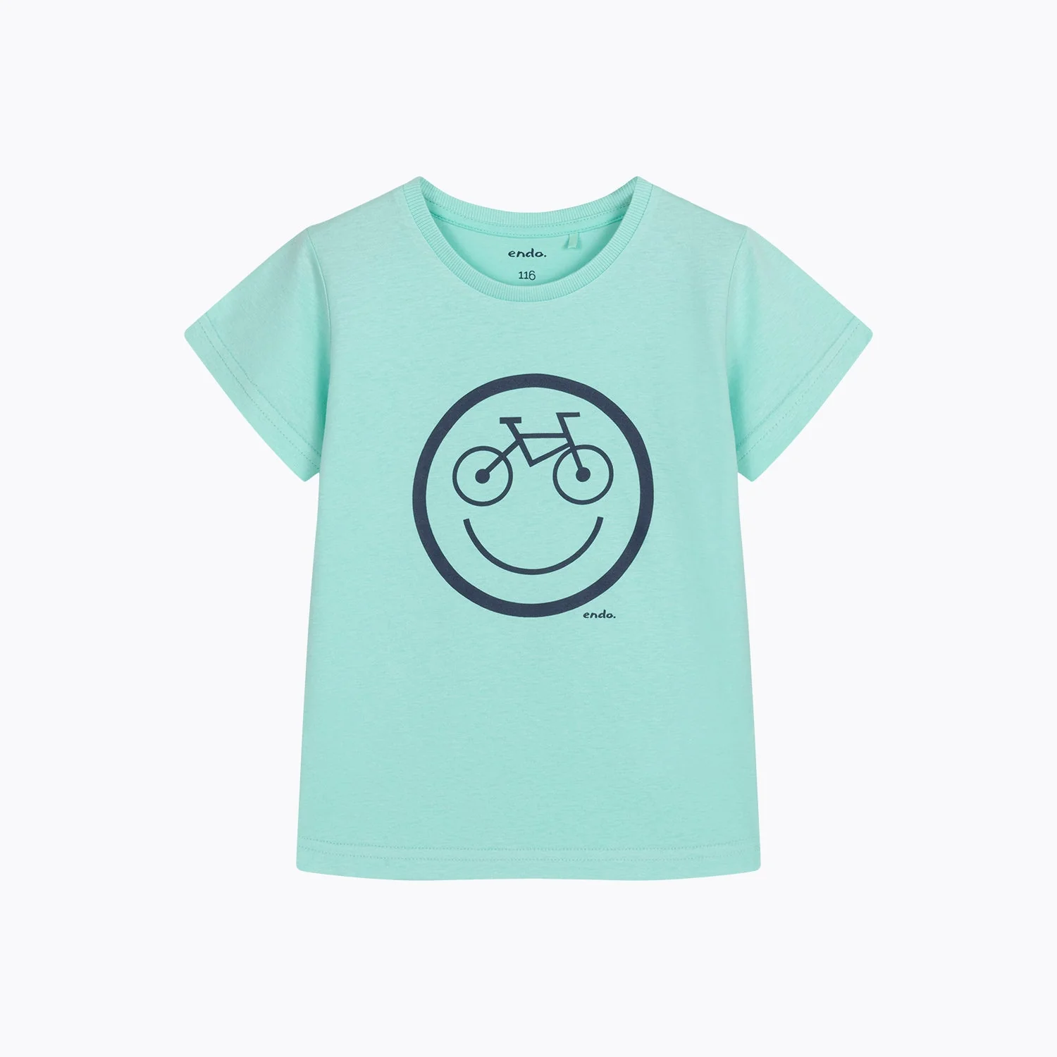 T-shirt dla chłopca 3-8 lat, turkusowy "rowerowy emotikon"