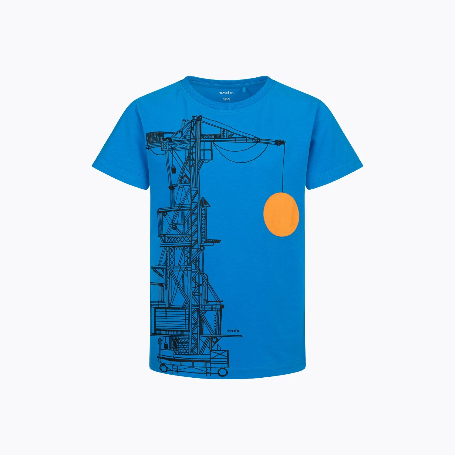 T-shirt dla chłopca 9-13 lat, niebieski "żuraw portowy"