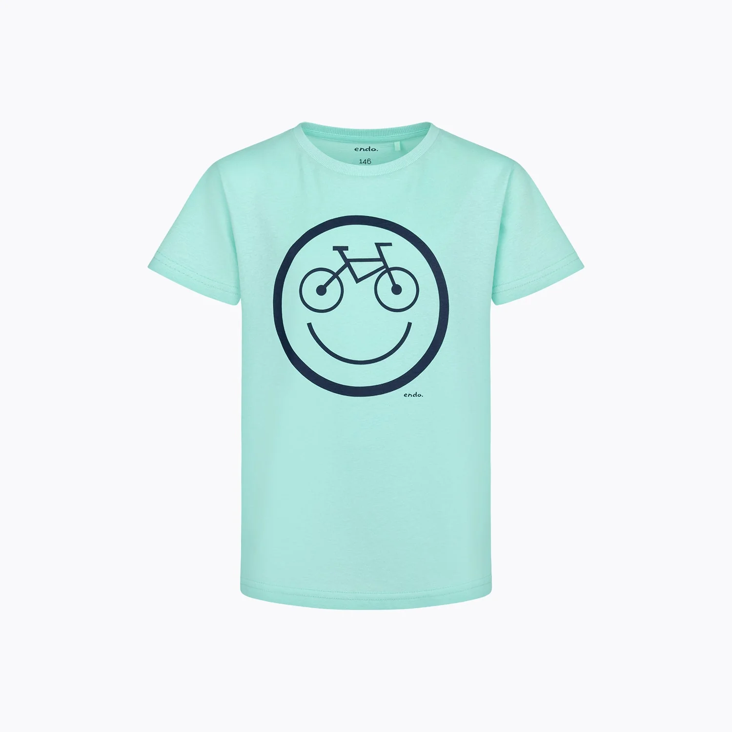 T-shirt dla chłopca 9-13 lat, turkusowy "rowerowy emotikon"
