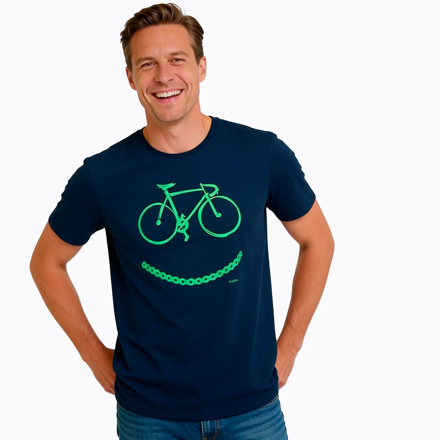 Męski T-shirt granatowy "rower" - Image 2