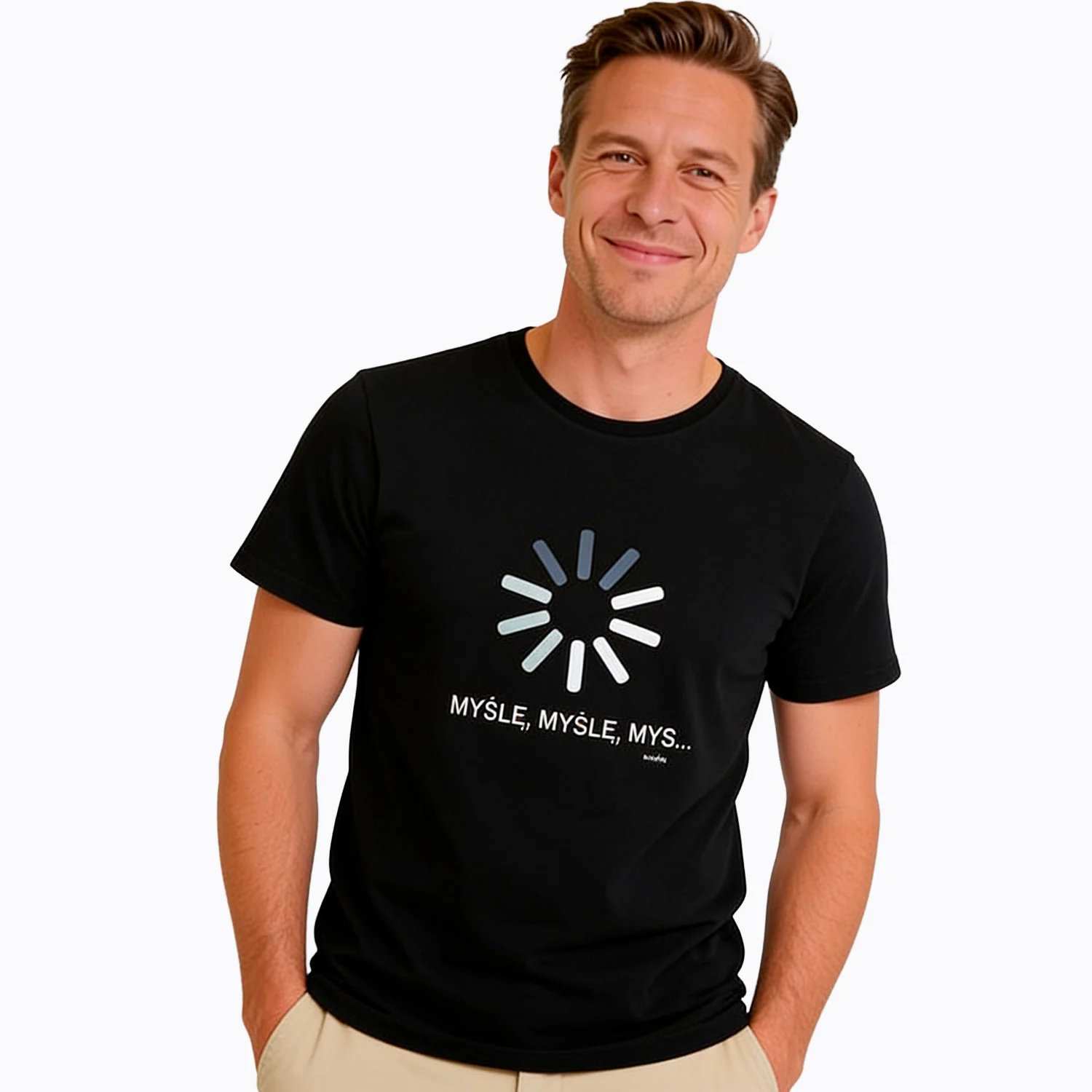 Męski T-shirt z krótkim rękawem czarny "myślę" - Image 2