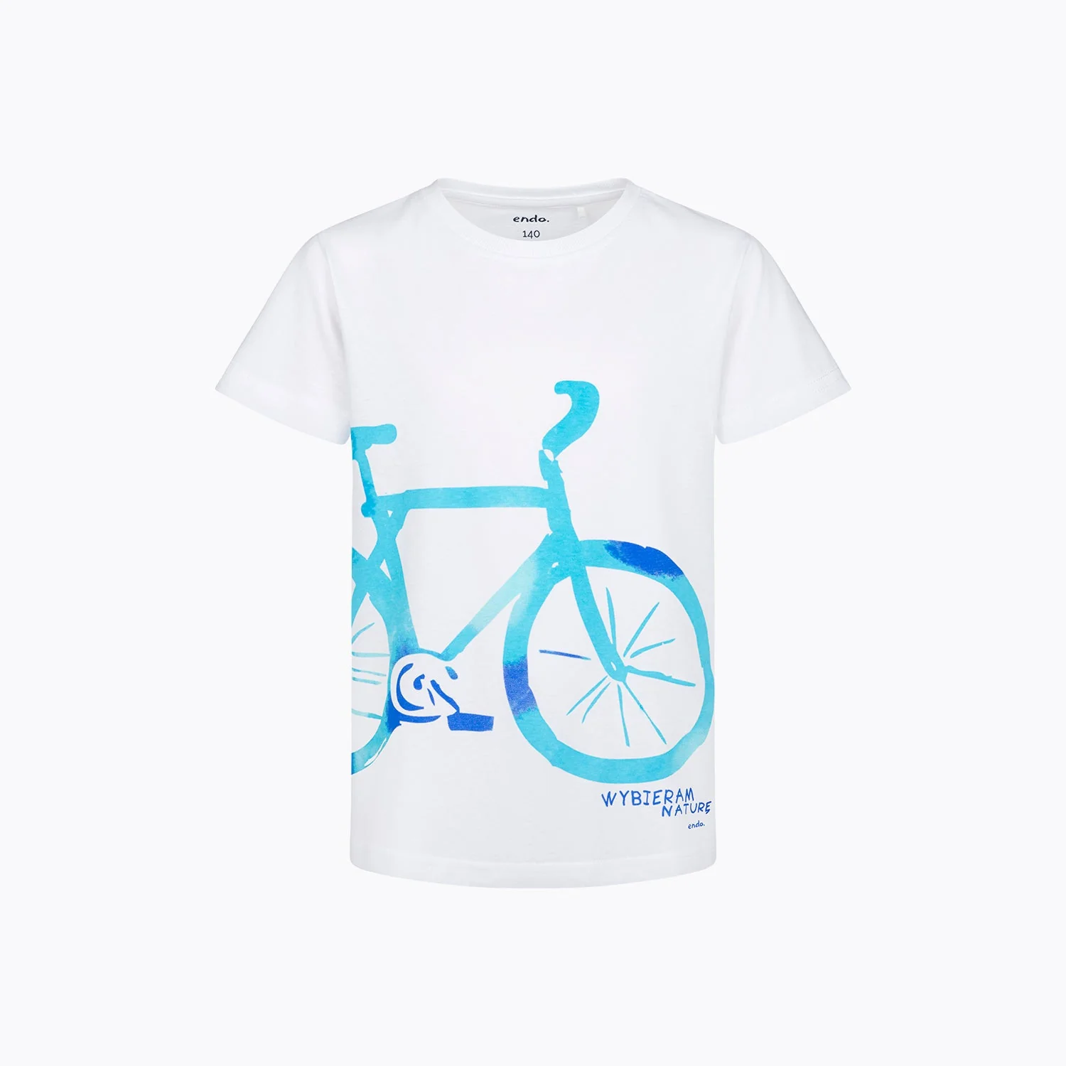 T-shirt z krótkim rękawem dla chłopca 3-8 lat, biały "niebieski rower"