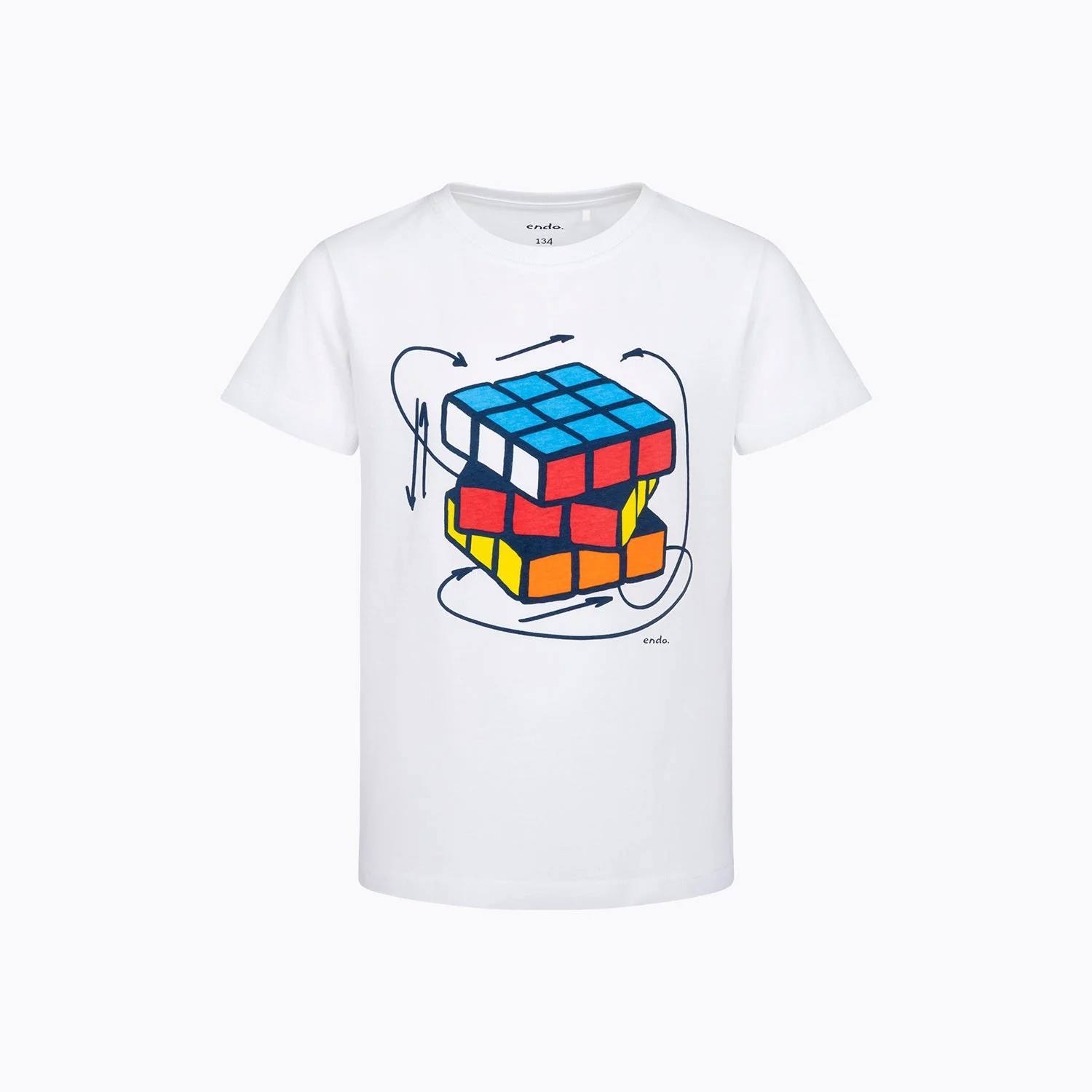 T-shirt z krótkim rękawem dla chłopca 9-13 lat, biały z kostka rubika