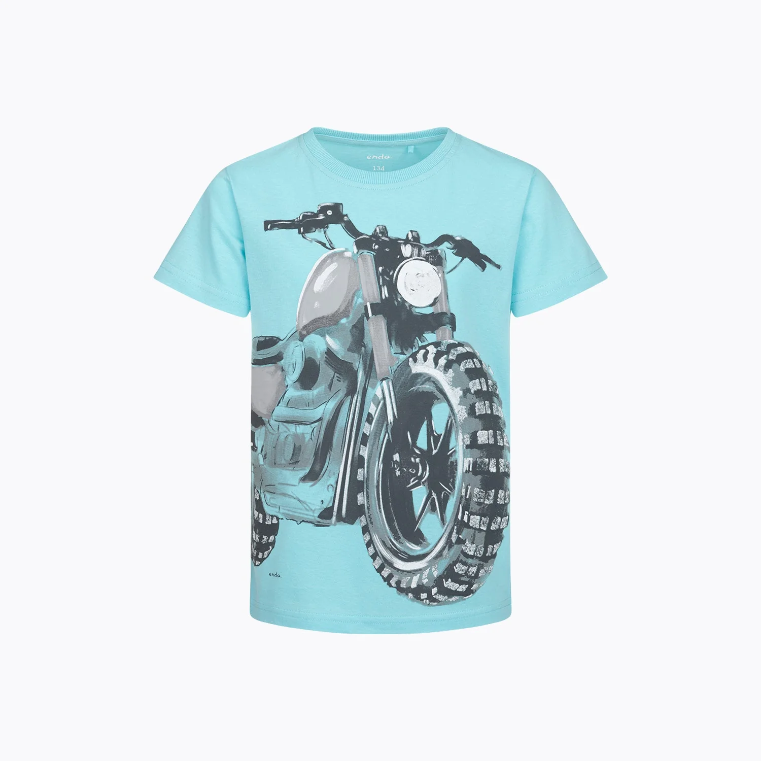 T-shirt z krótkim rękawem dla chłopca 9-13 lat, jasnoniebieski "motor"