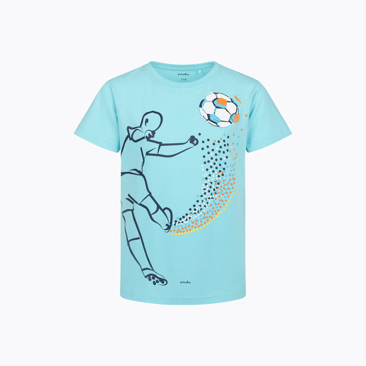 T-shirt z krótkim rękawem dla chłopca 9-13 lat, jasnoniebieski z piłką