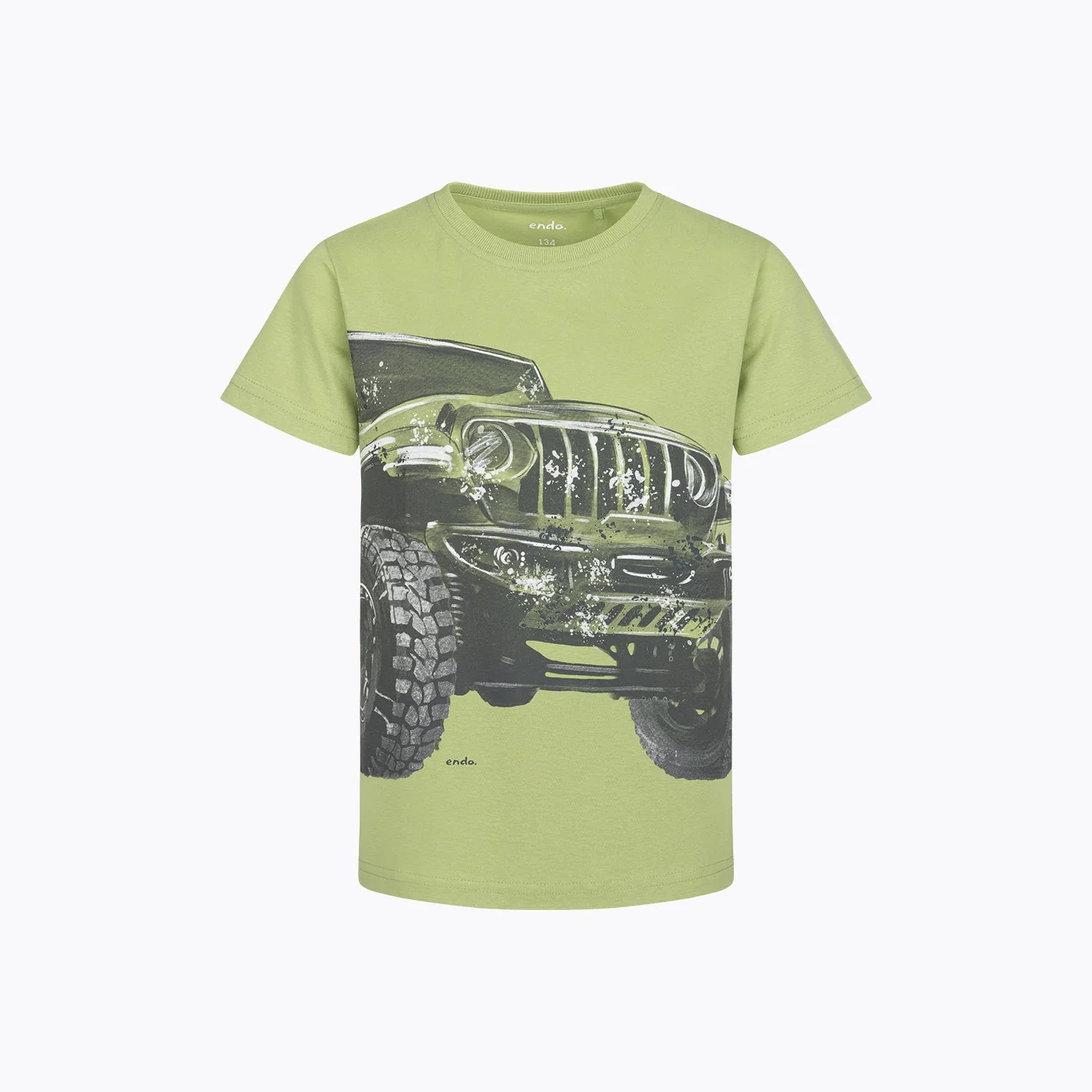 T-shirt z krótkim rękawem dla chłopca 9-13 lat, jasnozielony "terenówka"