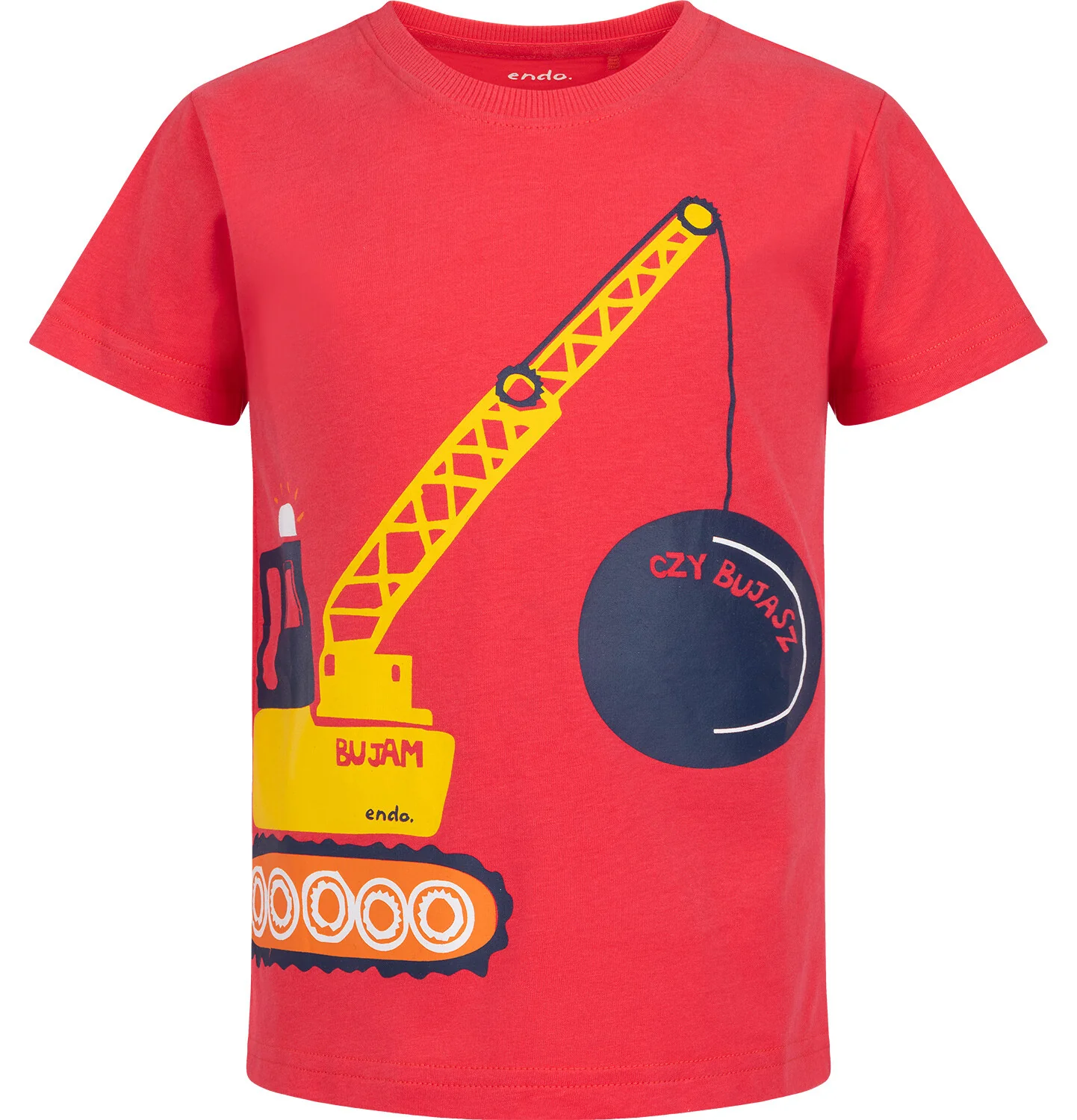 T-shirt z krótkim rękawem dla chłopca, z dżwigiem, czerwony 2-8 lat