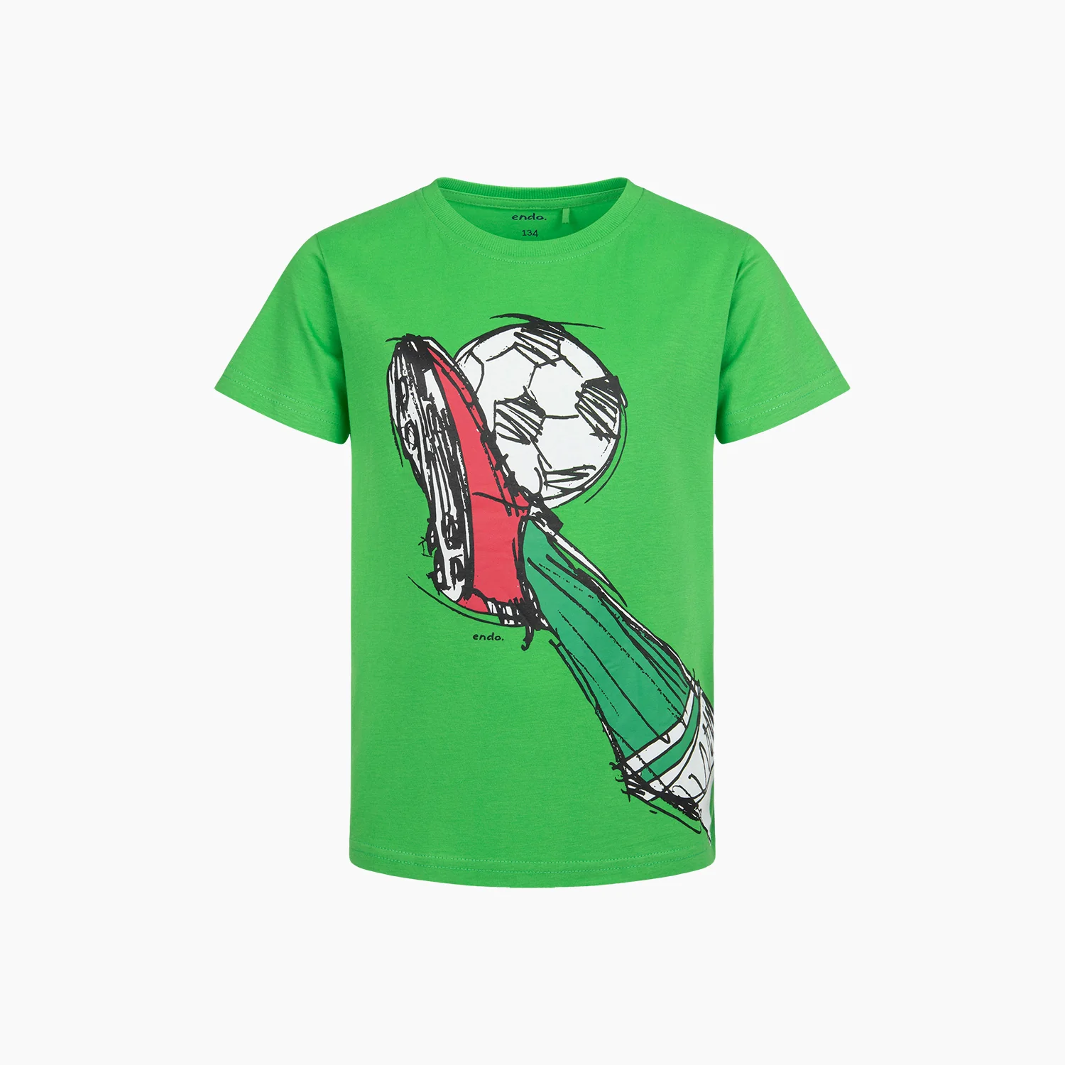T-shirt z krótkim rękawem dla chłopca, z motywem piłkarskim, zielony 9-13 lat