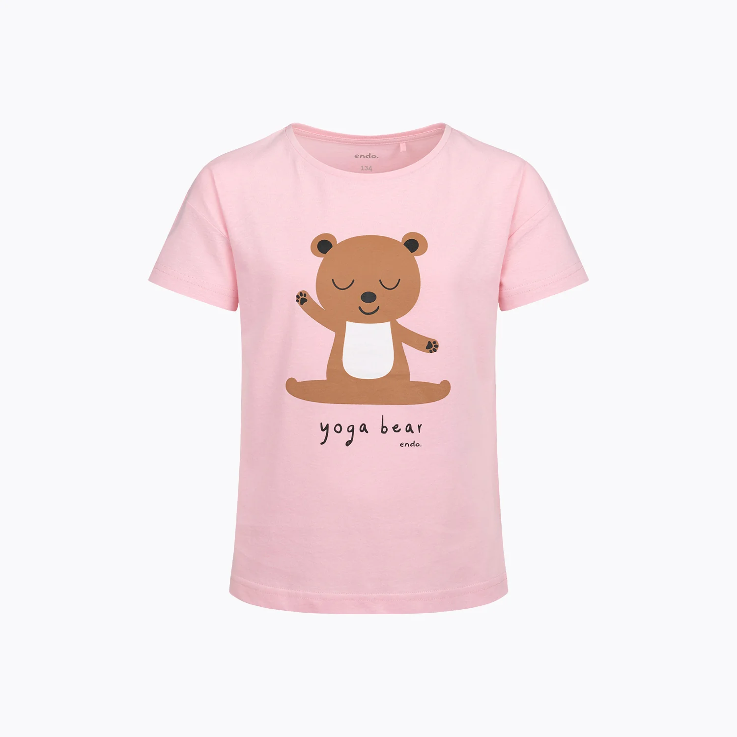 T-shirt z krótkim rękawem dla dziewczynki, z misiem, różowa 9-13 lat