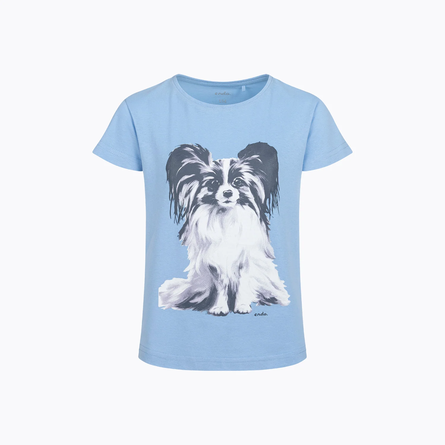 T-shirt z krótkim rękawem dla dziewczynki, z pieskiem, niebieski 9-13 lat